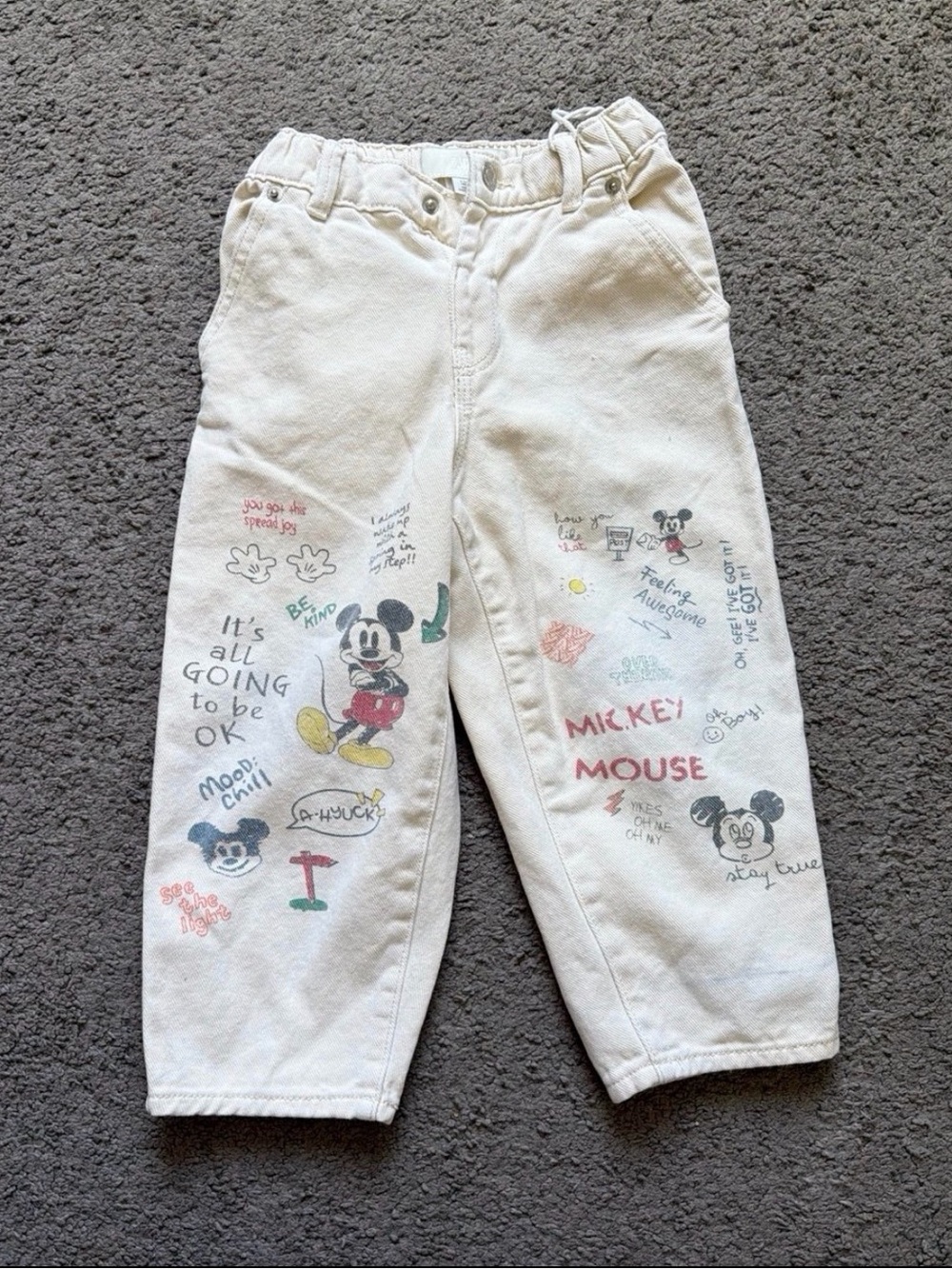 Zara Cream Mickey Mouse Graphic Sweatpants